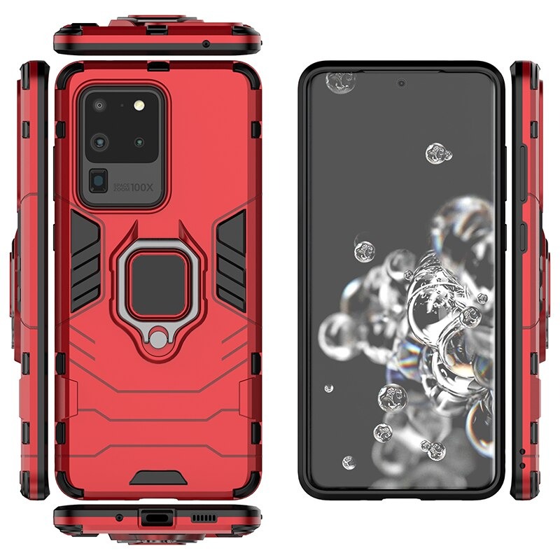 Case Samsung Galaxy S20 Ultra / S20 Ultra 5G #เคสฝาหลังพลาสติกแข็ง +TPU Hybrid Case มีแหวนสวมนิ้วโลหะ