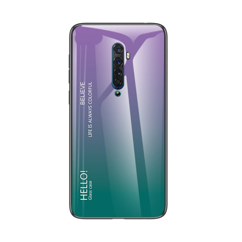 Case OPPO Reno 2 #เคสฝาหลัง Gradient Color Glass + PC + TPU Hybrid Case