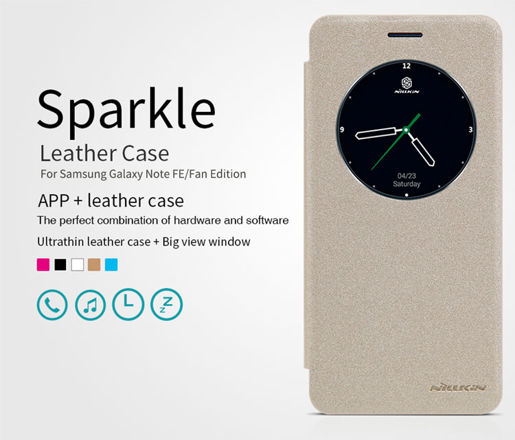 Case Samsung Galaxy Note FE #เคสฝาพับ NILLKIN แท้รุ่น Sparkle Series View Window Leather สีสันสวยงาม