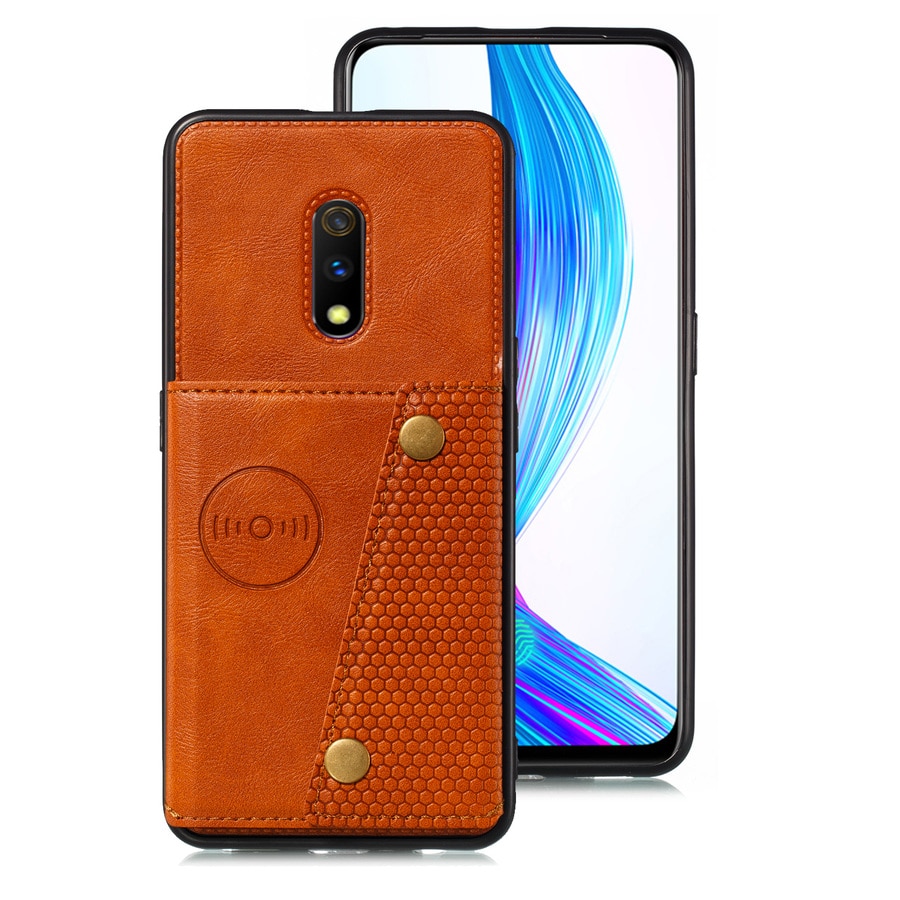 Case OPPO F11 #เคสฝาหลัง TPU เคลือบหนัง PU มีที่เก็บบัตร PU Leather Coated TPU Card Holder Magnetic Kickstand