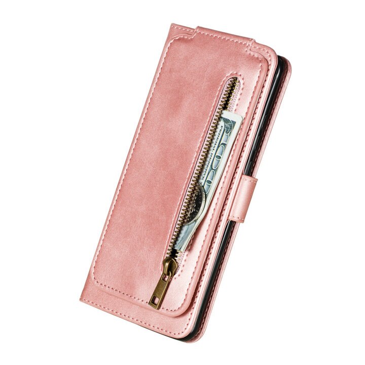 Case Samsung Galaxy Note 10+ #เคสฝาพับแบบกระเป๋าสตางค์ช่องใส่บัตรหลายช่อง Multi-slot Wallet Zippered Leather พร้อมสายคล้อง