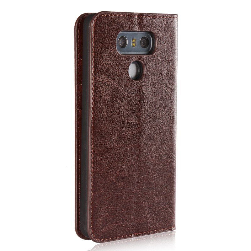 Case LG G6 #เคสฝาพับแบบกระเป๋าสตางค์คุณภาพดี Crazy Horse Genuine Leather Cover