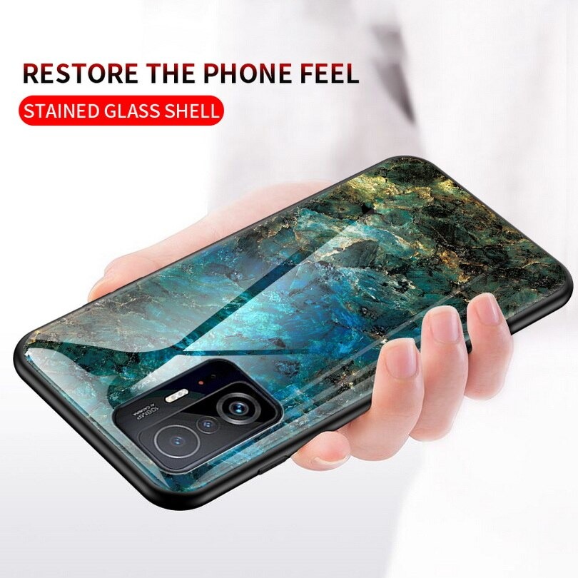 เคส Xiaomi 11T / 11T Pro #เคสฝาหลัง Gradient Color ลายหินอ่อน Glass + PC + TPU Hybrid Case