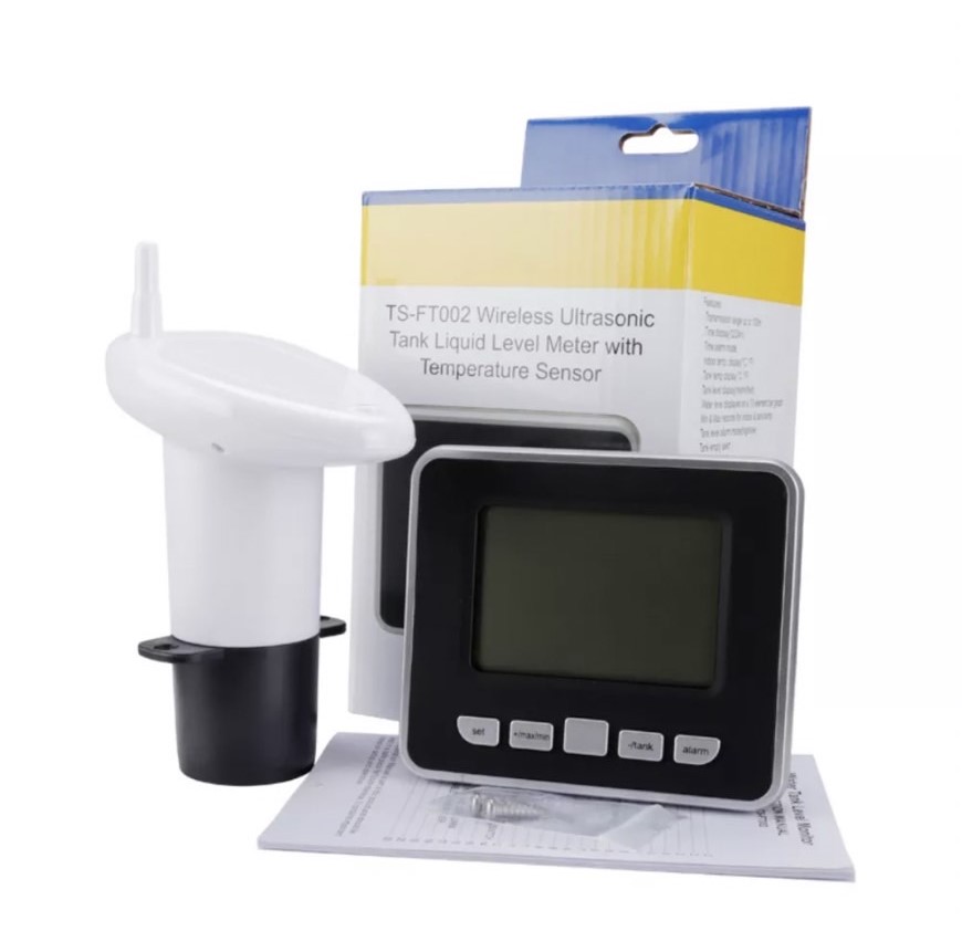 เซนเซอร์วัดความลึกและอุณหภูมิ Wireless Water Tank Liquid Depth Meter Ultrasonic Temperature sensor display, 3.3 inch