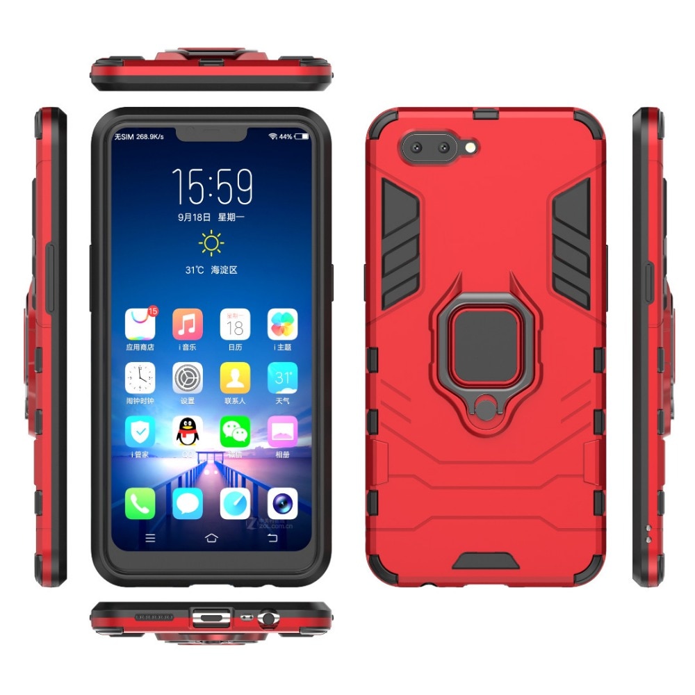 เคส OPPO A3s #เคสฝาหลังพลาสติกแข็ง +TPU Hybrid Case มีแหวนสวมนิ้วโลหะ (สินค้าพร้อมส่ง)