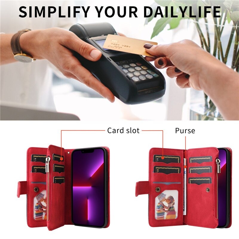 เคส Xiaomi 12 Pro #เคสฝาพับหนัง PU มีช่องซิปมีที่เสียบการ์ด สายคล้องมือ Card Slots Luxury Flip Stand Card Zipper Phone Leather Wallet Cover