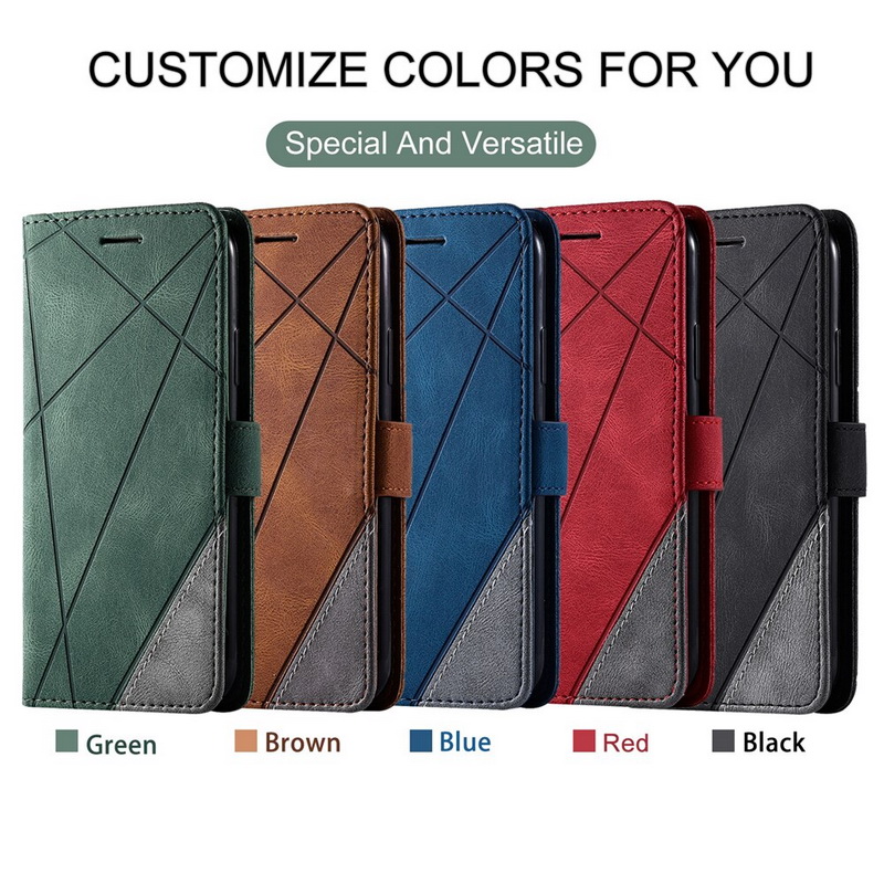 เคส Samsung Galaxy S20 Ultra / S20 Ultra 5G #เคสฝาพับหนัง PU มีช่องเสียบบัตรอื่นๆในตัว Geometric Pattern Leather Card Holder Protective