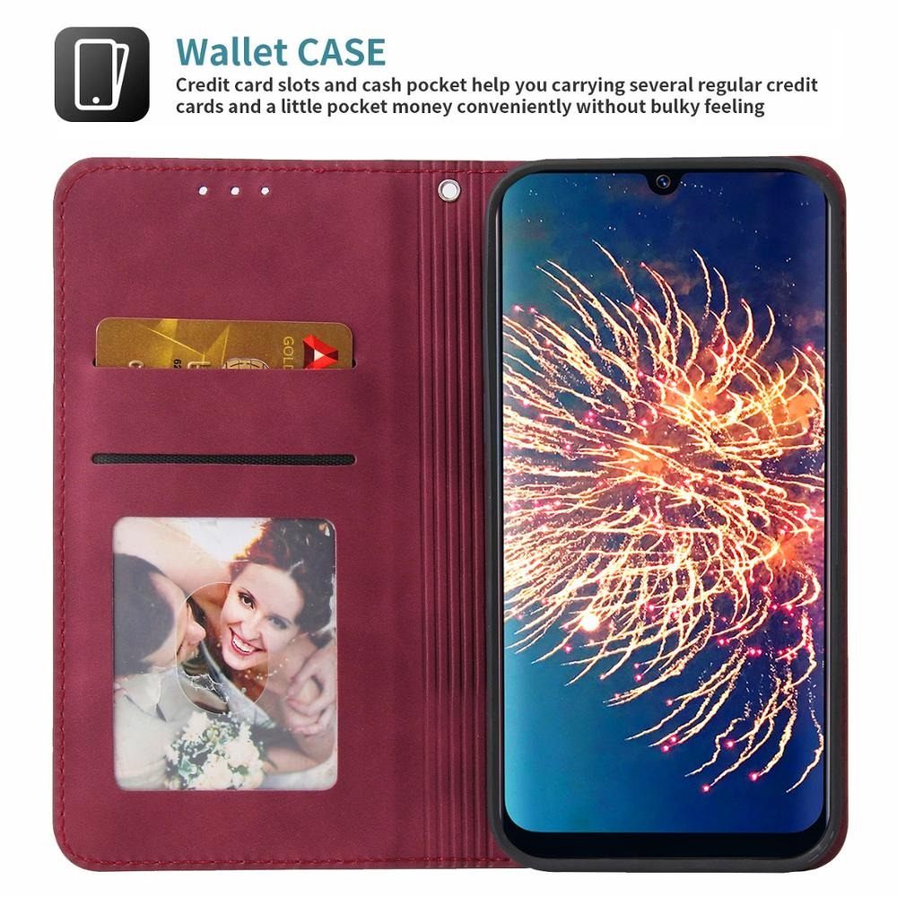 เคส Samsung Galaxy A70#เคสฝาพับหนัง PU มีช่องเสียบ ID บัตรอื่นๆในตัว Geometric Pattern Leather Card Holder Protective