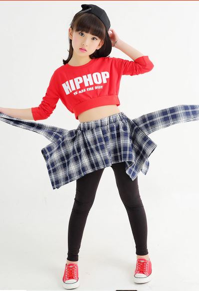 ชุดเต้นเด็กหญิงสุดเท่ห์ สไตล์ HipHop ลายสก๊อต