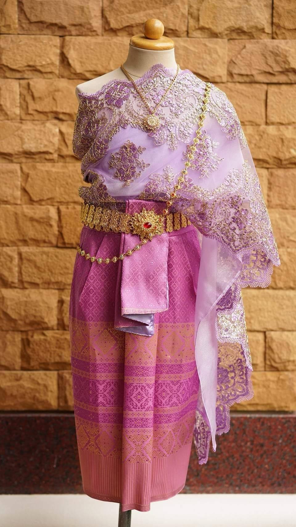 ชุดไทยเด็ก สไบลูกไม้