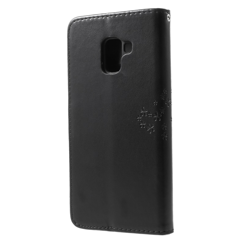 เคส Samsung Galaxy A8+ (2018) #เคสฝาพับพิมพ์ลายต้นไม้นกฮูกกระเป๋าสตางค์ Imprint Tree and Owls Wallet PU Leather
