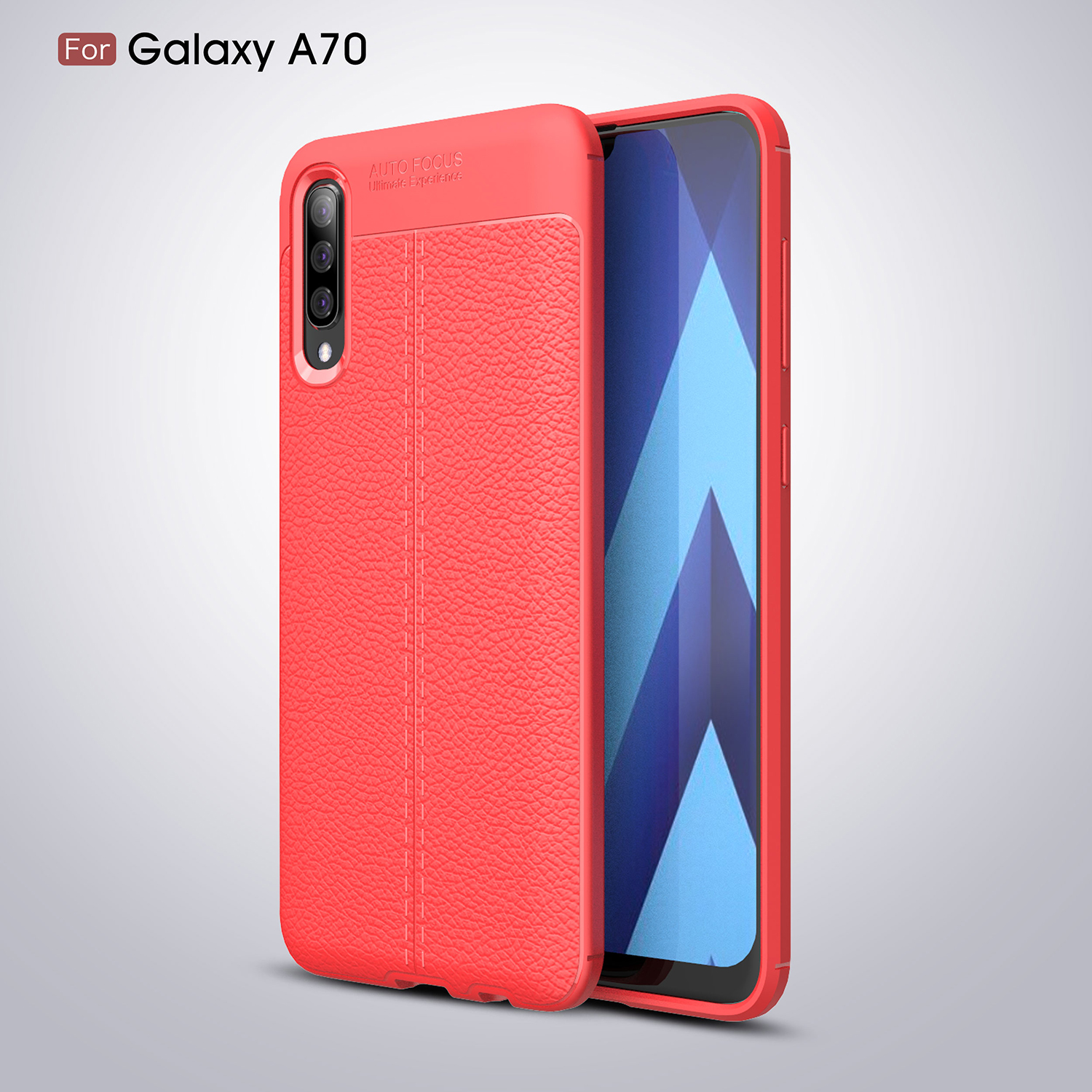 เคส Samsung Galaxy A70 #เคสฝาหลัง TPU นิ่มลายหนัง PU ผิวลิ้นจี่ช่วยป้องกันลายนิ้วมือและกันลื่น