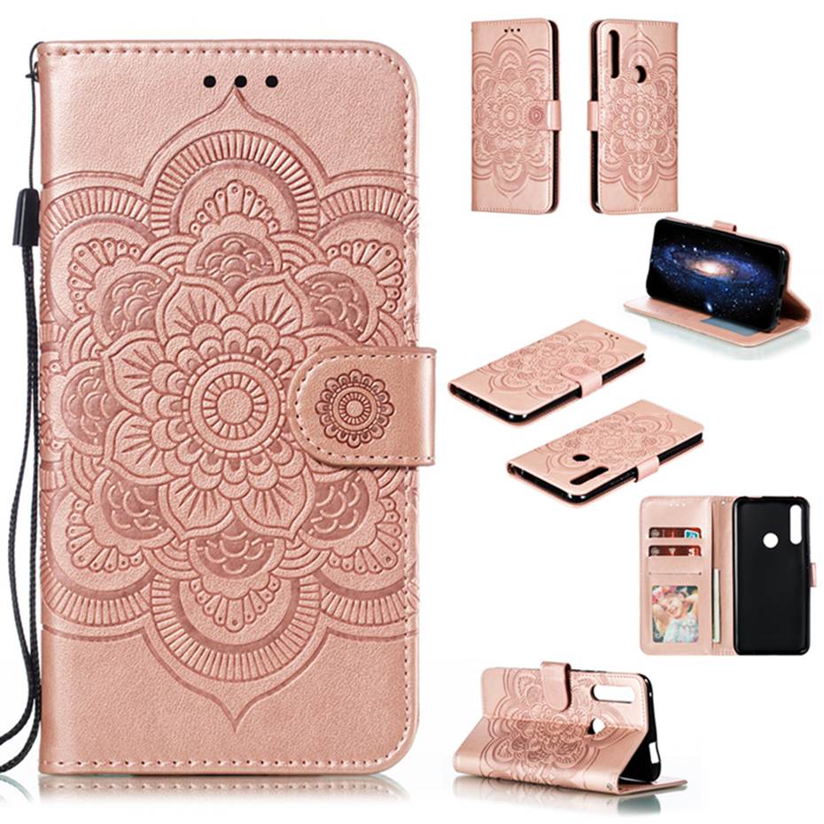 Case Huawei Y9 Prime 2019 #เคสฝาพับหนัง PU ปั้มลาย Imprint Mandala Flower