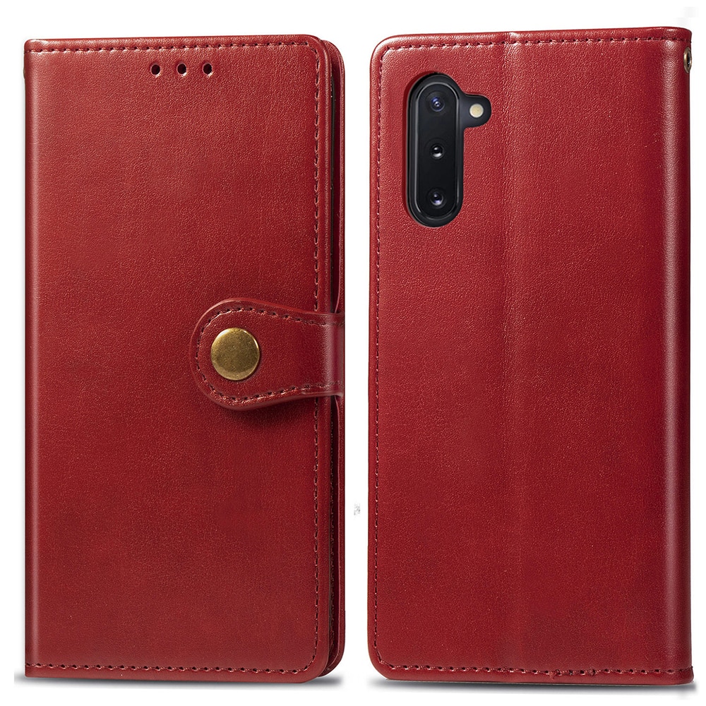 Case Samsung Galaxy Note 10 #เคสฝาพับแถบปิดแม่เหล็กพับตั้งได้ Magnetic Closure Wallet Lanyard Leather
