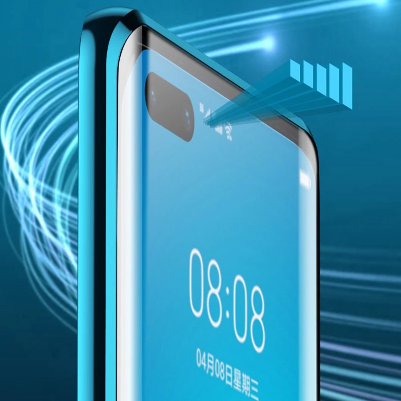 Case Huawei P40 #เคสฝาครอบกระจกประกบหน้าหลังขอบโลหะดูดซับแม่เหล็ก Fully Protection Magnetic Adsorption Glass Metal Phone Protective