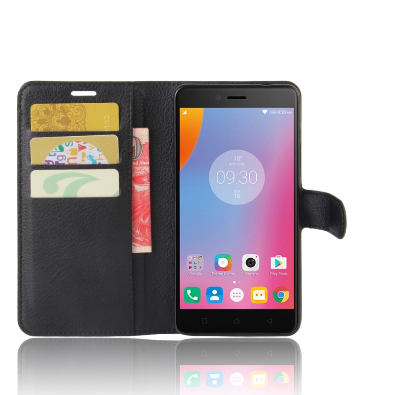 Case Lenovo K6 Note สไตล์กระเป๋าสตางค์หนัง PU ลิ้นจี่ มีช่องเสียบบัตร สีสันสวยงามทันสมัย