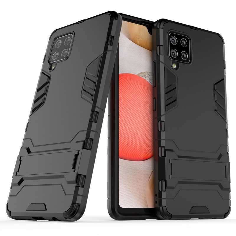 เคส Samsung Galaxy A42 5G #เคสฝาหลังพลาสติก ไฮบริด TPU + Kickstand