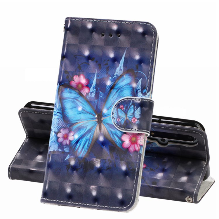 เคส Huawei Nova 5T #เคสฝาพับหนัง PU แบบกระเป๋าสตางค์ Light Spot Decor Patterned PU Leather Wallet