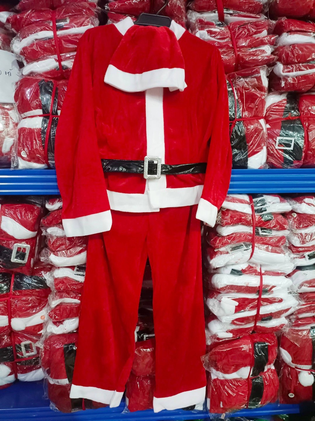 ชุดซานต้าซานตี้เด็ก ผ้ากำมะหยี่บาง