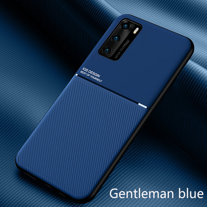 เคส Huawei P40 Pro #เคสแบบฝาหลัง TPU เคลือบหนัง PU สไตล์ธุรกิจที่เรียบง่ายมีแผ่นเหล็กในตัว Minimalist Business Style Leather Coated TPU Built-in metal magnetic plate