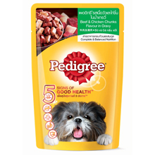 Pedigree(เพดดิกรี) เปียกแบบซอง รสเนื้อ+ไก่ในซอสเกรวี่ 130g