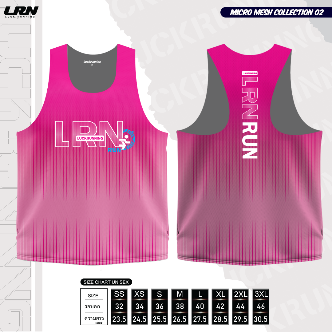 เสื้อวิ่งพิมพ์ลายกล้าม LRN Collection 02 เนื้อผ้า Micro Mesh สำหรับวิ่งมาราธอน (MM11-01)