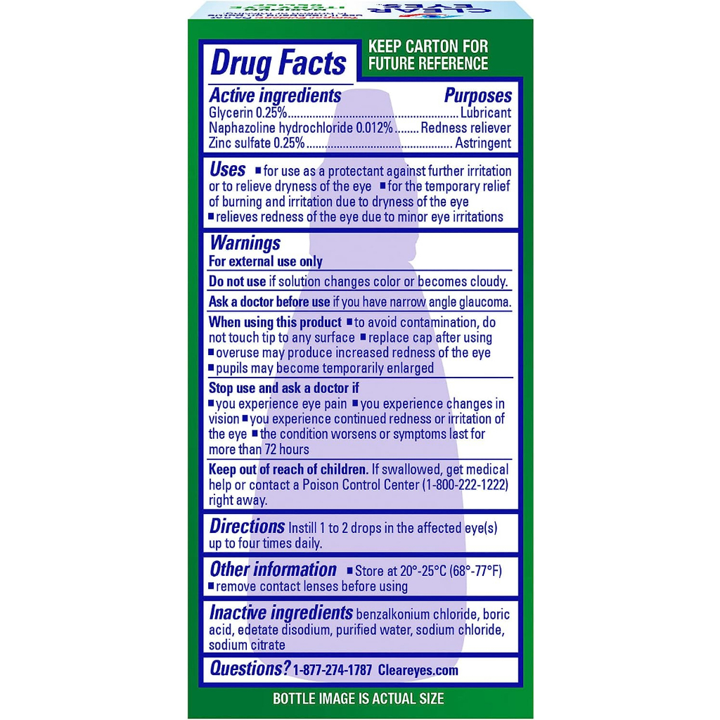 70% Sale!!! EXP.09/25Clear Eyes® Eyedrops for Relieves Redness, Itching and Irritation ผลิตภัณฑ์หยอดตา น้ำยาหยอดตา