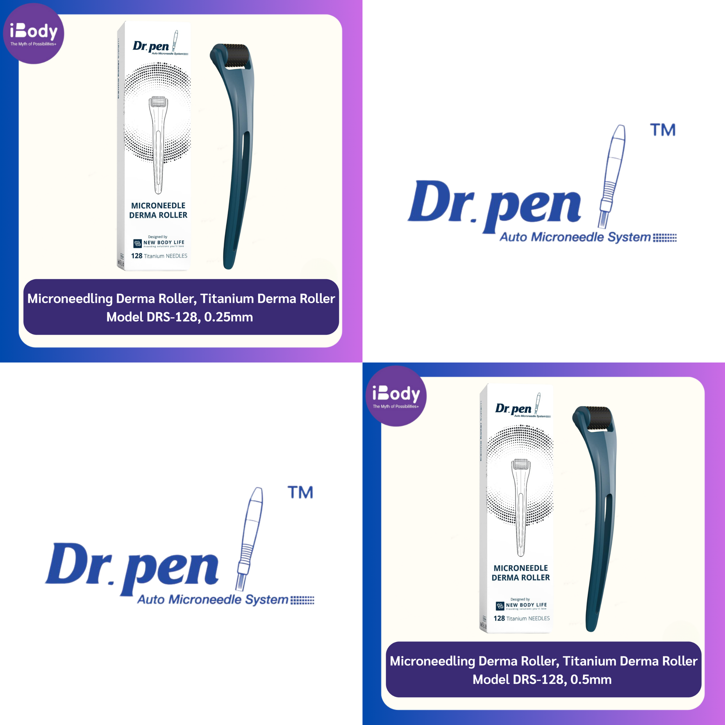 Dr.Pen® Microneedling Derma Roller, Titanium Derma Roller Model DRS-128 ลูกกลิ้งกระตุ้นคอลลาเจนสำหรับร้่างกายและหนังศีรษะ