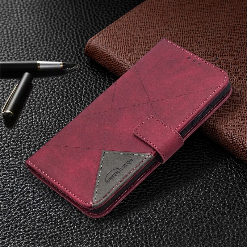 เคส Samsung Galaxy A13 4G #เคสฝาพับหนัง PU มีช่องเสียบ ID บัตรอื่นๆในตัว Geometric Pattern Leather Card Holder Protective