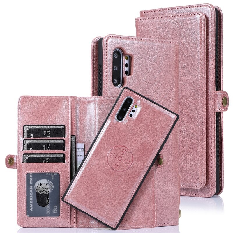 เคส Samsung Galaxy Note 10+ #เคสหนังฝาพับสไตล์กระเป๋าสตางค์ PU Wallet Split Leather 2 in 1 Card Slot + Money slot + Magnetic Separable Shell