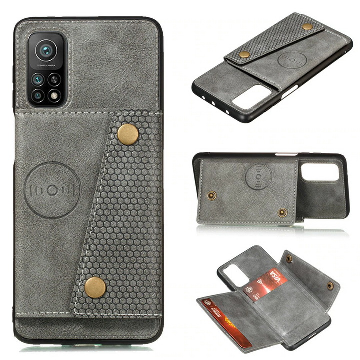 เคส Xiaomi Mi 10T Pro #เคสแบบฝาหลัง TPU เคลือบหนัง PU มีที่เก็บบัตร PU Leather Coated TPU Card Holder Magnetic Kickstand