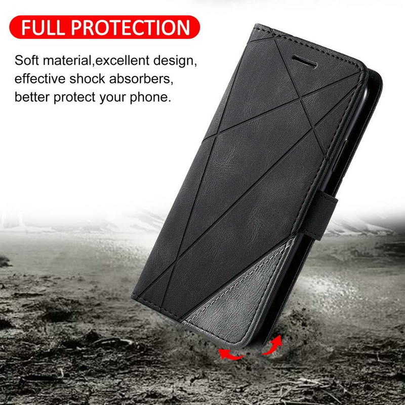 เคส Xiaomi Mi 11 #เคสฝาพับหนัง PU มีช่องเสียบบัตรอื่นๆในตัว Geometric Pattern Leather Card Holder Protective