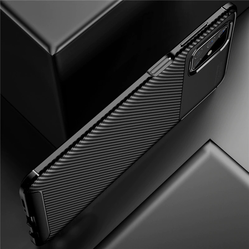 เคส Samsung Galaxy M51 #เคสฝาหลังนิ่ม Carbon Fiber Anti-drop TPU Protection