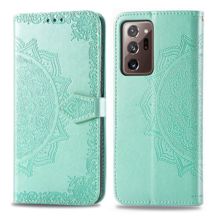 เคส Samsung Galaxy Note 20 Ultra / Note 20 Ultra 5G #เคสฝาพับหนัง PU ผิวลายนูน Embossed Mandala Flower Leather Wallet