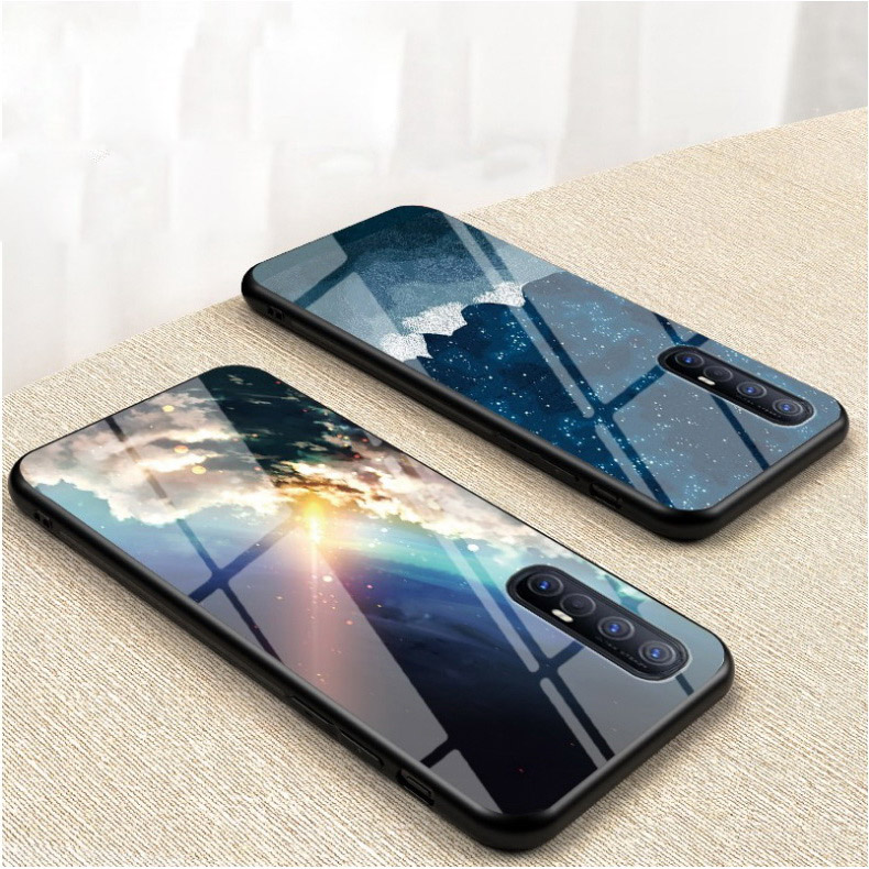 Case OPPO Reno 3 Pro 5G 6.4 นิ้ว #เคสฝาหลัง Gradient Color Glass + PC + TPU Hybrid Case