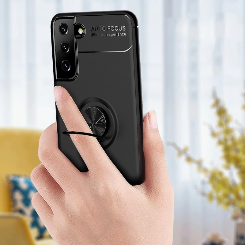 เคส Samsung Galaxy S21+#เคสฝาหลัง TPU Finger Ring Kickstand (แผ่นโลหะแบบ Built-in)