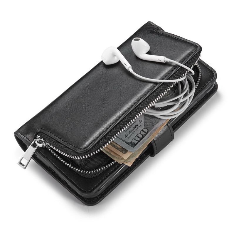 Case Samsung Galaxy Note 10+ #เคสหนังฝาพับสไตล์กระเป๋าสตางค์มีช่องซิบ PU Wallet Split Leather 2 in 1 Card Slot + Money slot + Magnetic Separable Shell