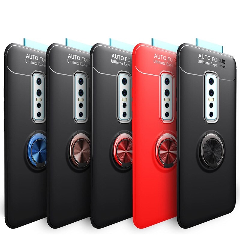 Case Vivo V17 Pro#เคสฝาหลัง TPU Finger Ring Kickstand (แผ่นโลหะแบบ Built-in)