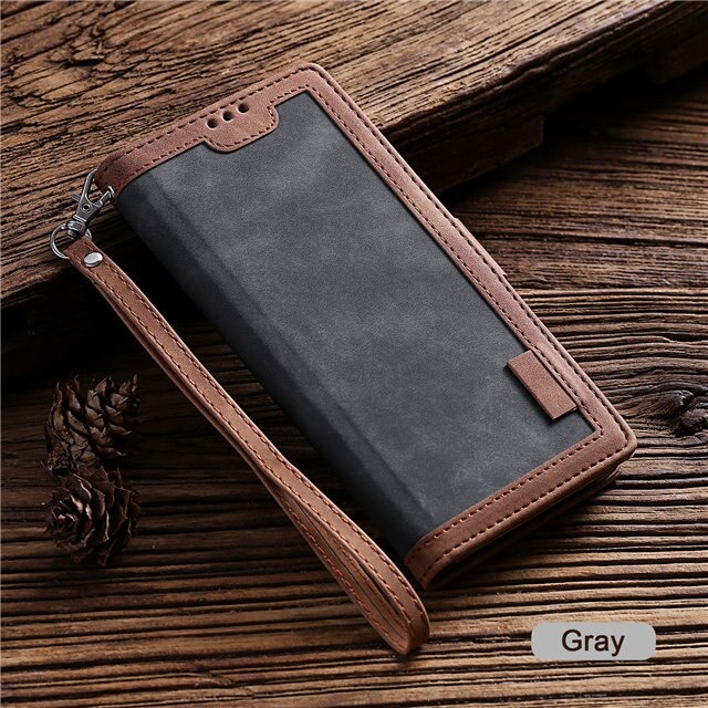 เคส Samsung Galaxy A20s#เคสแบบฝาพับหนัง PU แบบกระเป๋าสตางค์ Retro Style Splicing Leather Cover Wallet