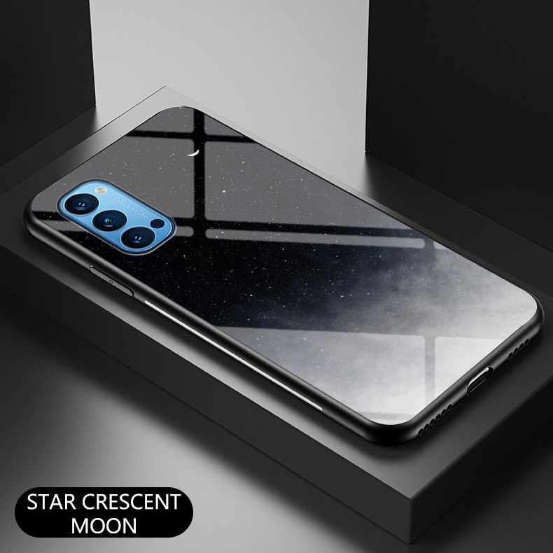 Case OPPO Reno 4 Pro 5G #เคสฝาหลัง Gradient Color Glass + PC + TPU Hybrid Case