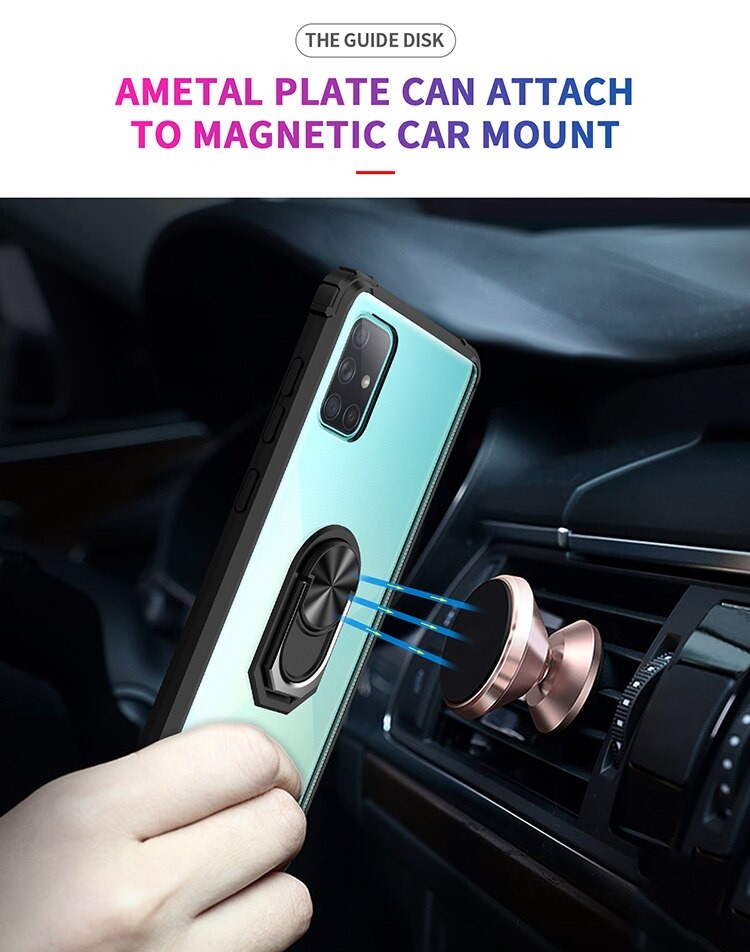 Case Samsung Galaxy Note 10 lite #เคสฝาหลังใสขอบทึบ +TPU Hybrid Case มีแหวนสวมนิ้วโลหะ