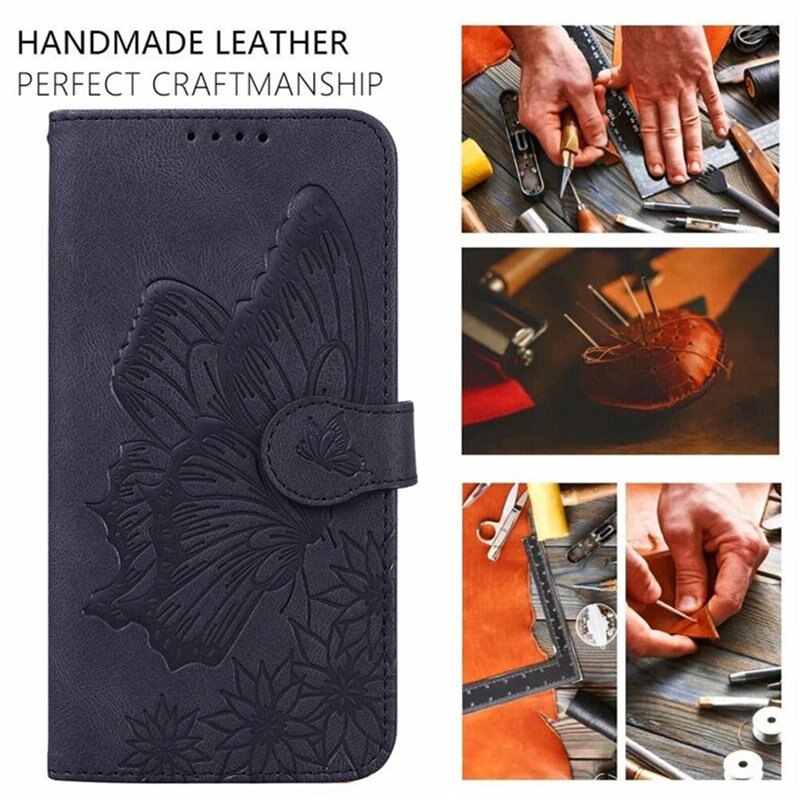 เคส iPhone 13 Pro Max#เคสฝาพับพิมพ์ลายผีเสื้อกับดอกไม้ Imprinted Butterfly Flowers Leather
