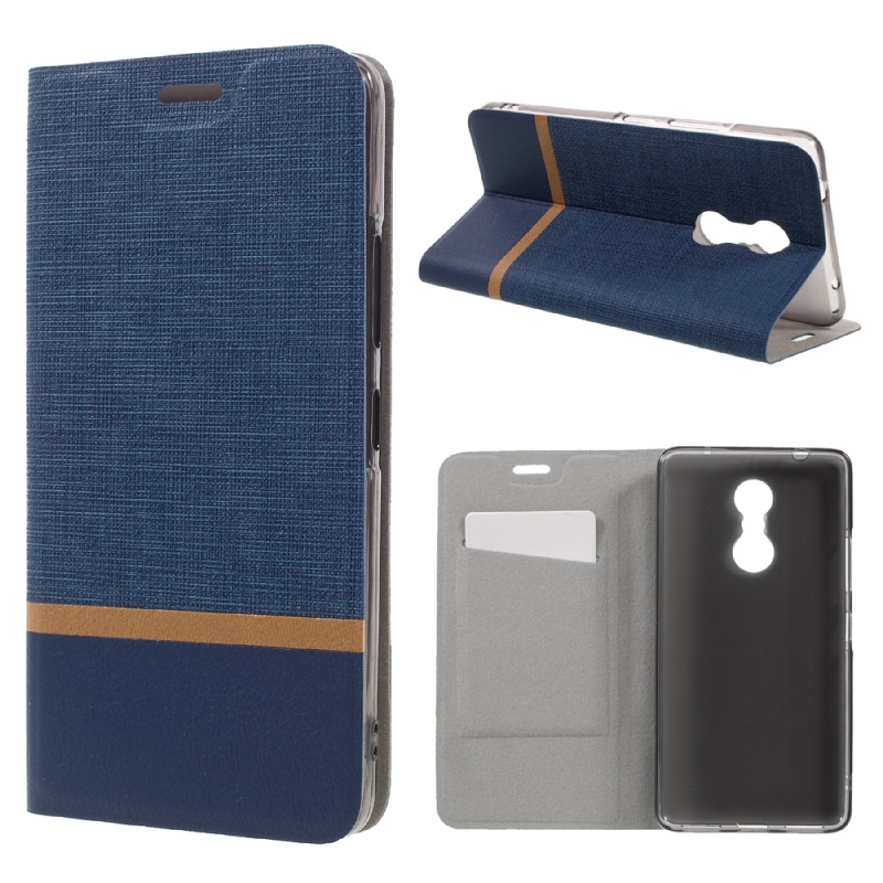 Case Lenovo K6 Note เคสฝาพับปกเสริมแผ่นเหล็ก Cross Texture Leather สวยงามทันสมัย