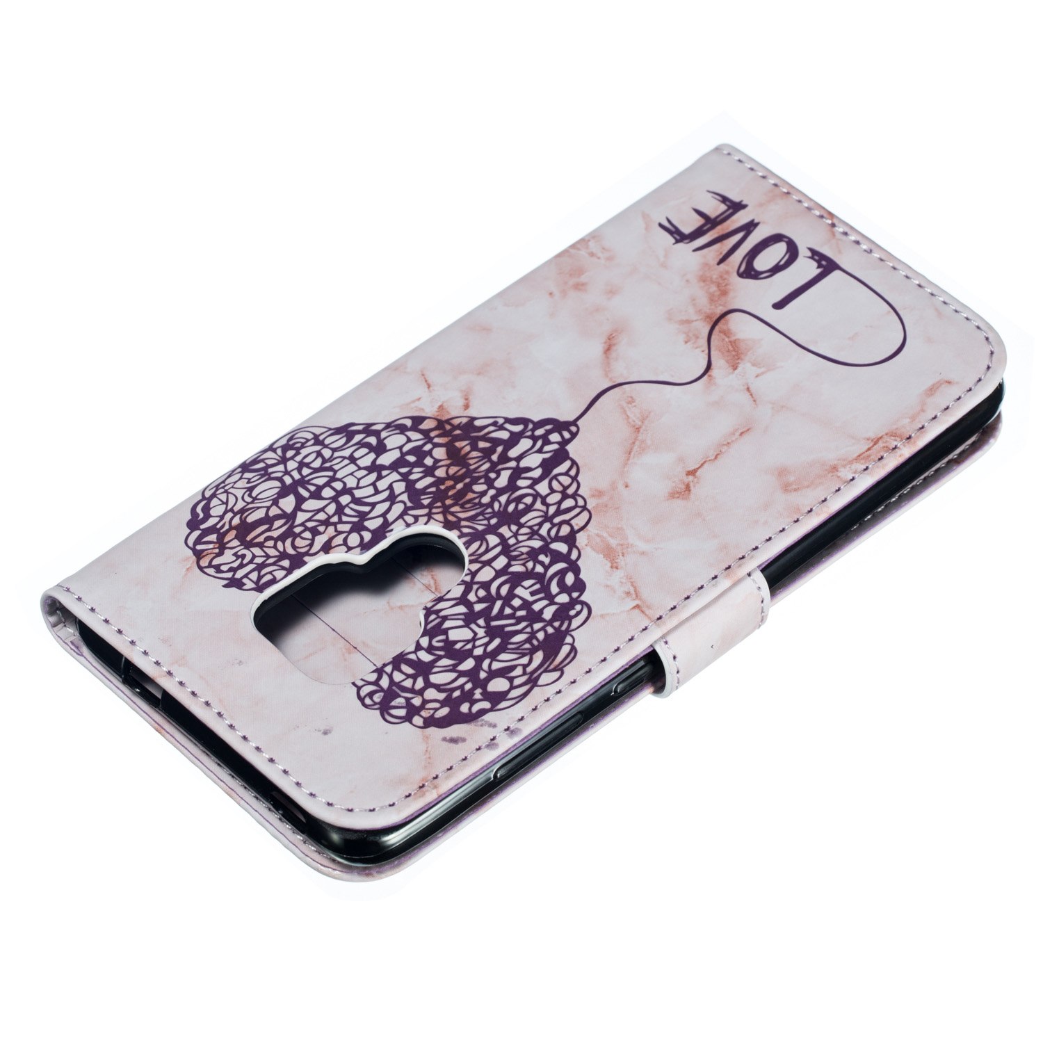 เคส Huawei Mate 20 #เคสฝาพับหนัง PU แบบกระเป๋าสตางค์ลายหินอ่อนและรูปหัวใจ