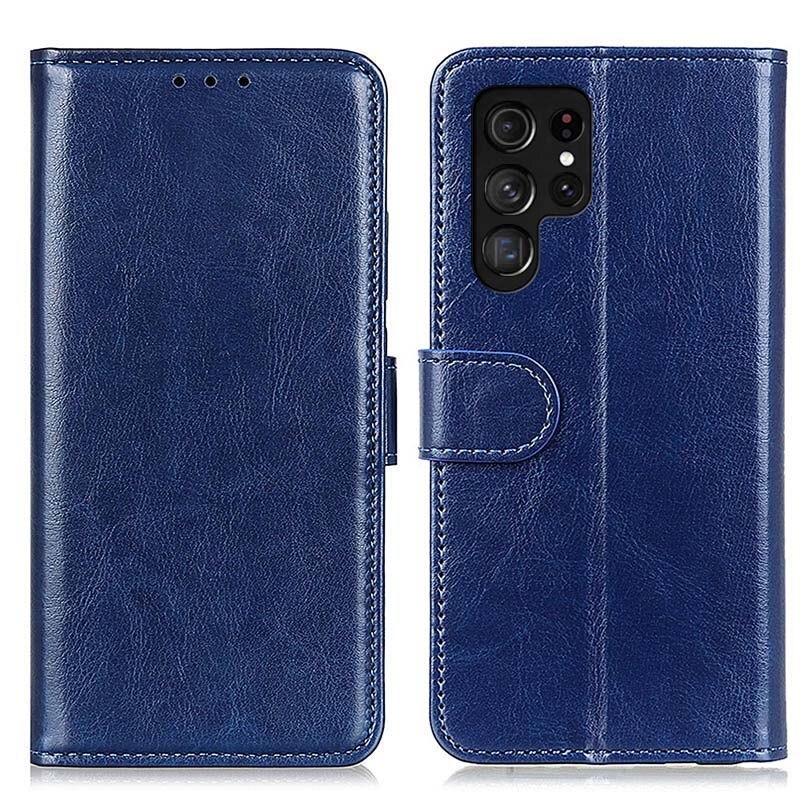 เคส Samsung Galaxy S22 Ultra 5G #เคสแบบฝาพับวัสดุหนัง PU ผิวเรียบมีสไตล์ Leather Material Simple Stylish Phone Cover