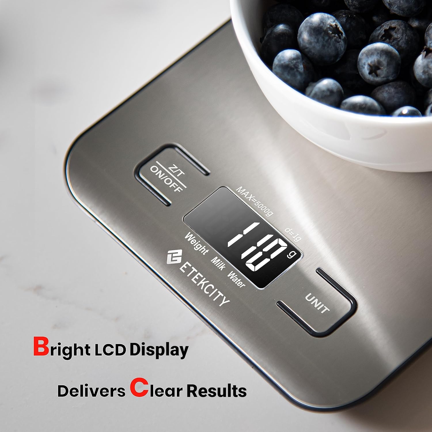 (Etekcity) Digital Kitchen Scale EK7090, Silver Stainless Steel เครื่องชั่งดิจิตอล ชั่งน้ำหนักอาหาร สำหรับทำอาหาร