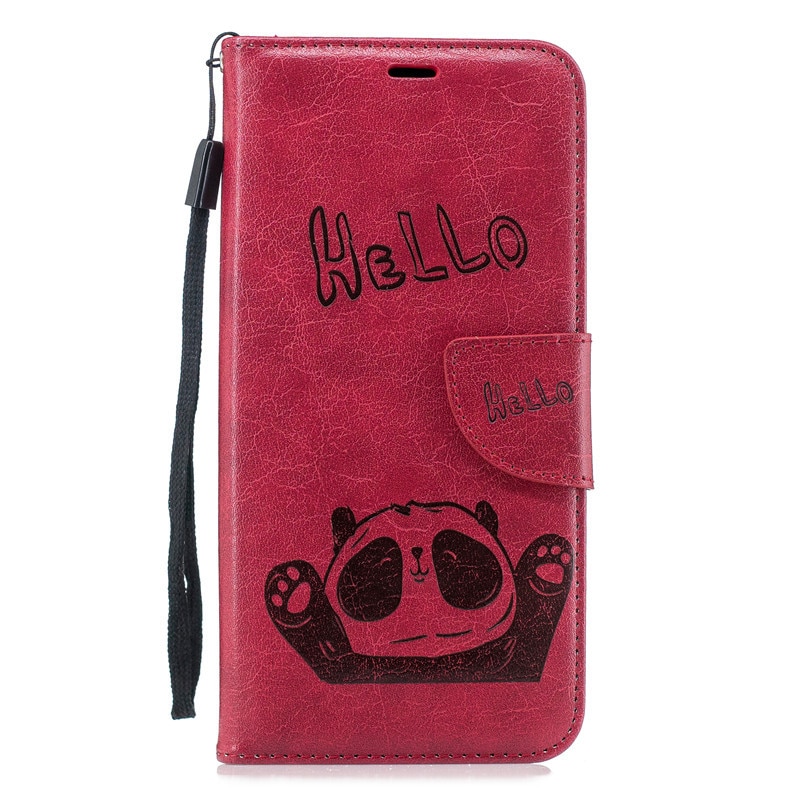 Case Samsung Galaxy J4+ #เคสฝาพับหนัง PU พิมพ์ลาย Hello Panda Leather Wallet
