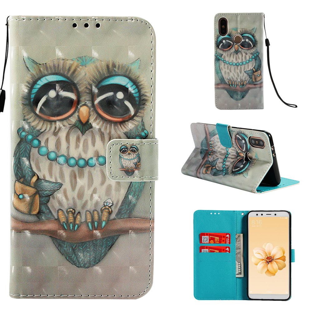 เคส Xiaomi Mi A2 #เคสฝาพับสไตล์กระเป๋าสตางค์ 3D Vivid Pattern Stand Leather