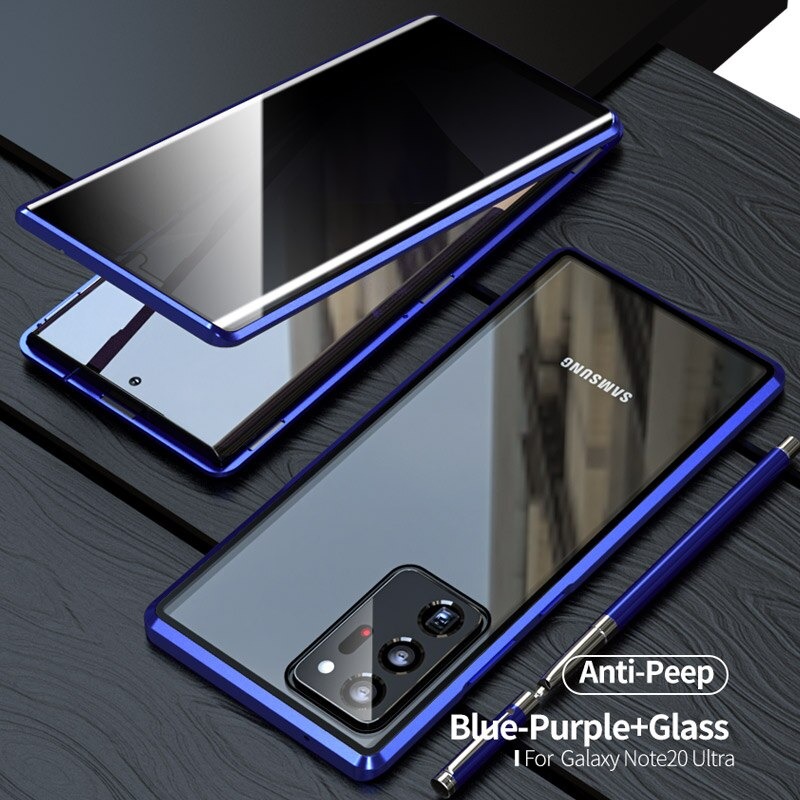 Case Samsung Galaxy S22 Ultra 5G เคสประกบหน้าหลังกระจกด้านหน้า Anti-peep Adsorption Privacy Glass ป้องกันการมองด้านข้าง ขอบโลหะดูดซับแม่เหล็ก Fully Protection Magnetic Adsorption Glass Metal Phone Protective (สินค้าตัวอย่างเลนส์กล้องหลังตรงตามรุ่น)
