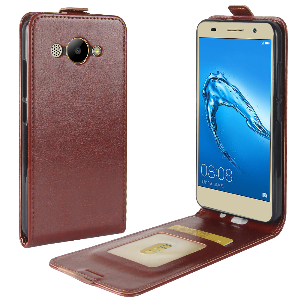 เคส Huawei Y3 (2017) #เคสฝาพับแนวตั้ง Crazy Horse พร้อมช่องใส่การ์ดสวยๆ